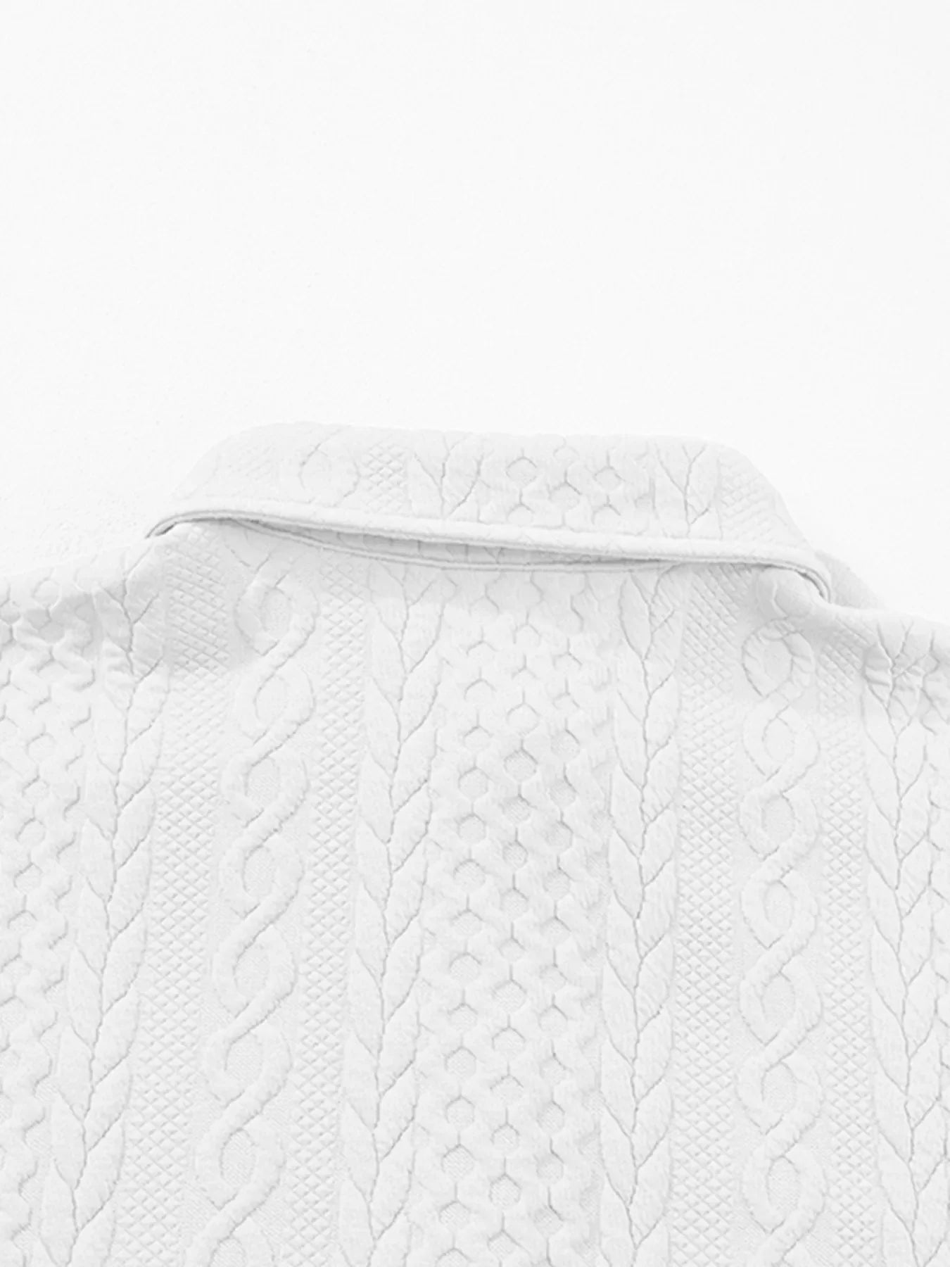 Cable Texture Puff Sleeve Loose Shacket