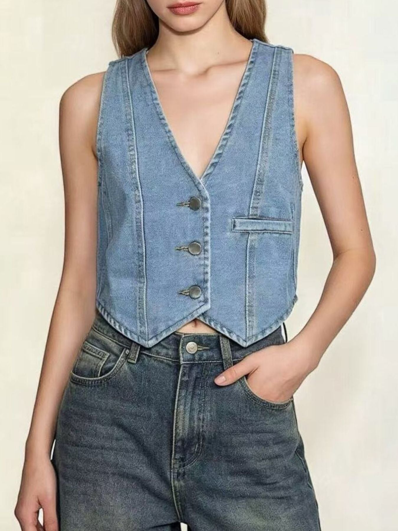 Button-Down Denim Vest