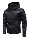 Men's Hooded Faux Leather Moto Jacket