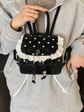 Polka Dot Lace Trim Backpack Bag