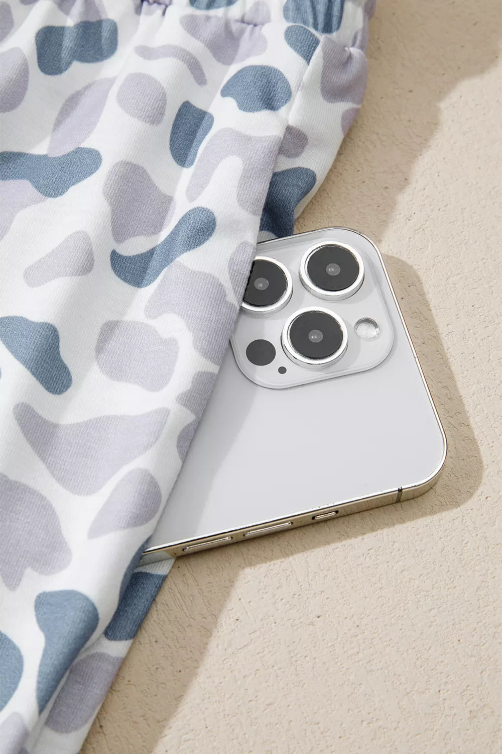 Camouflage Print Lapel Shirt Drawstring 2pcs Short Pajama Set