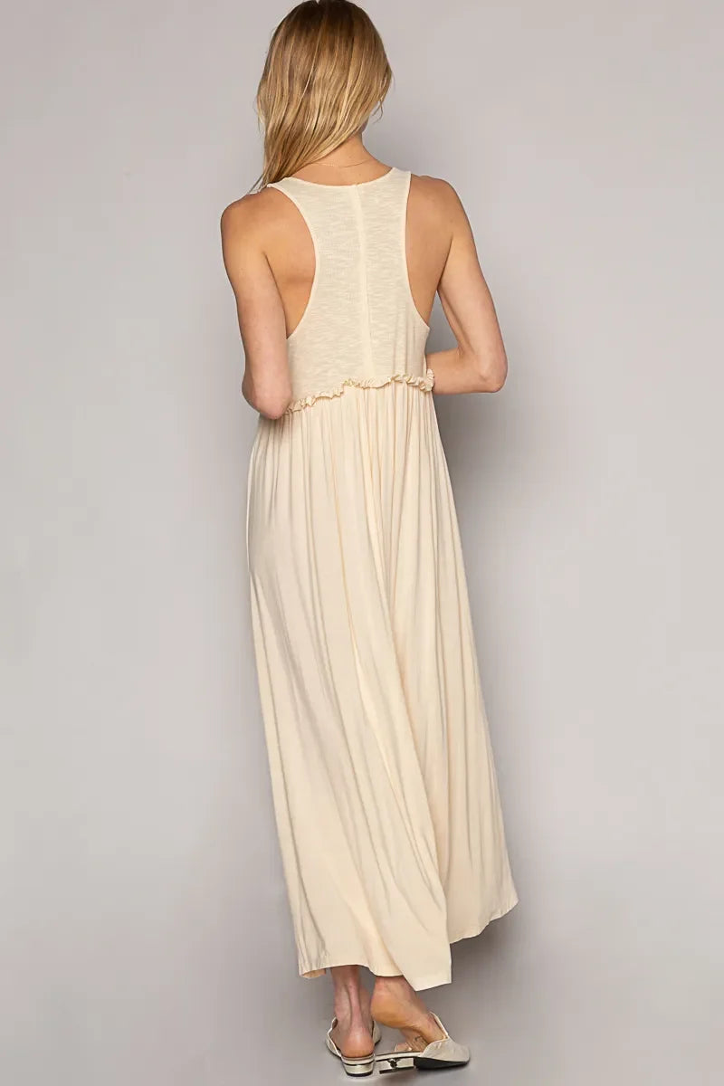 POL Frill Slit Square Neck Cami Dress