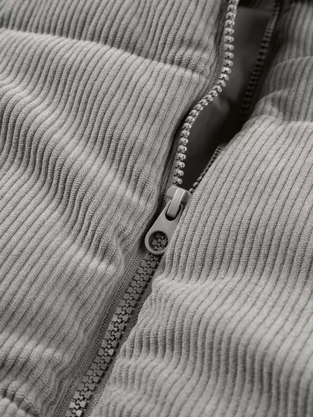 Corduroy Stand Neck Zipped Puffer Vest