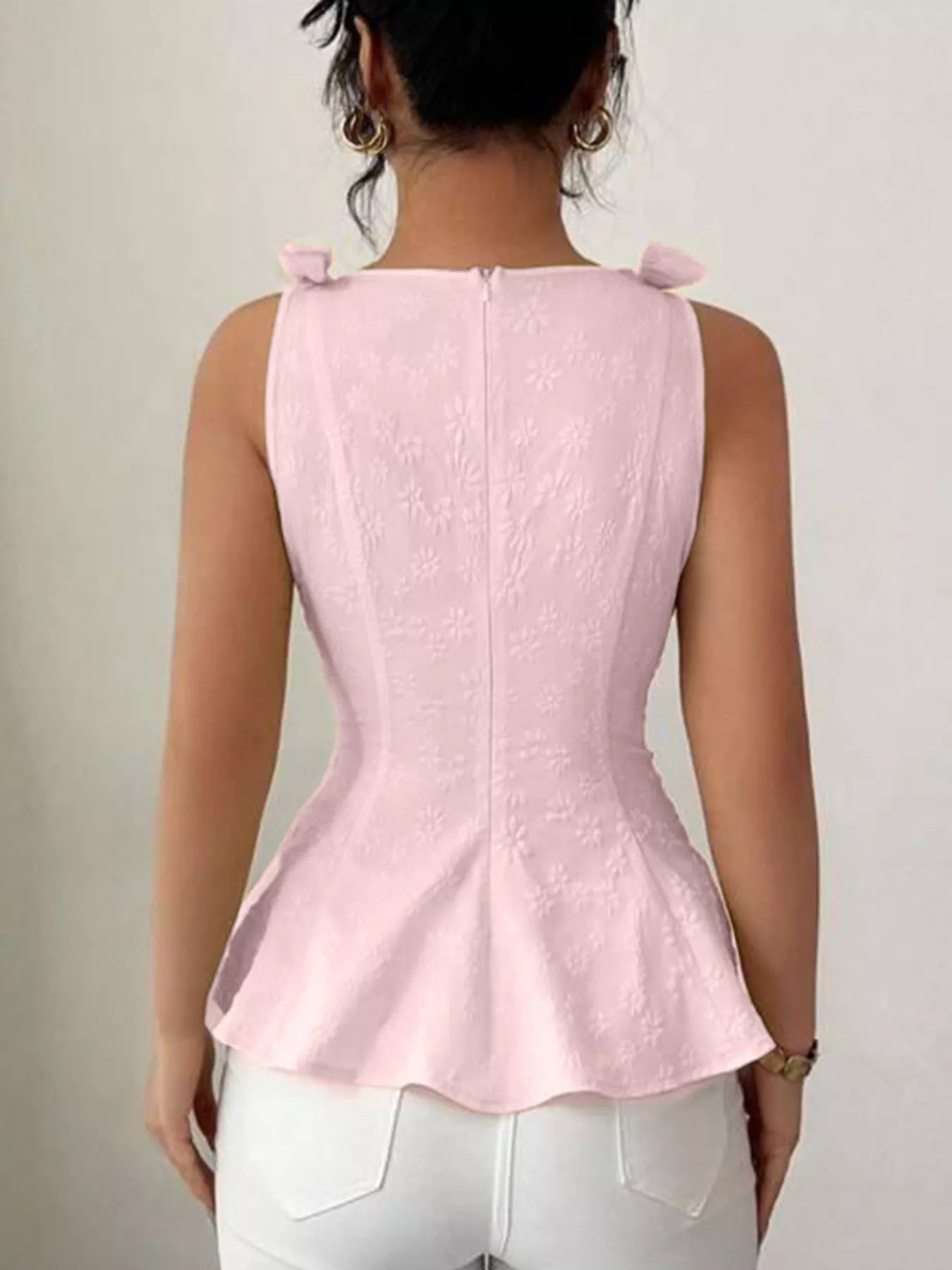 Bow Shoulder Peplum Tank