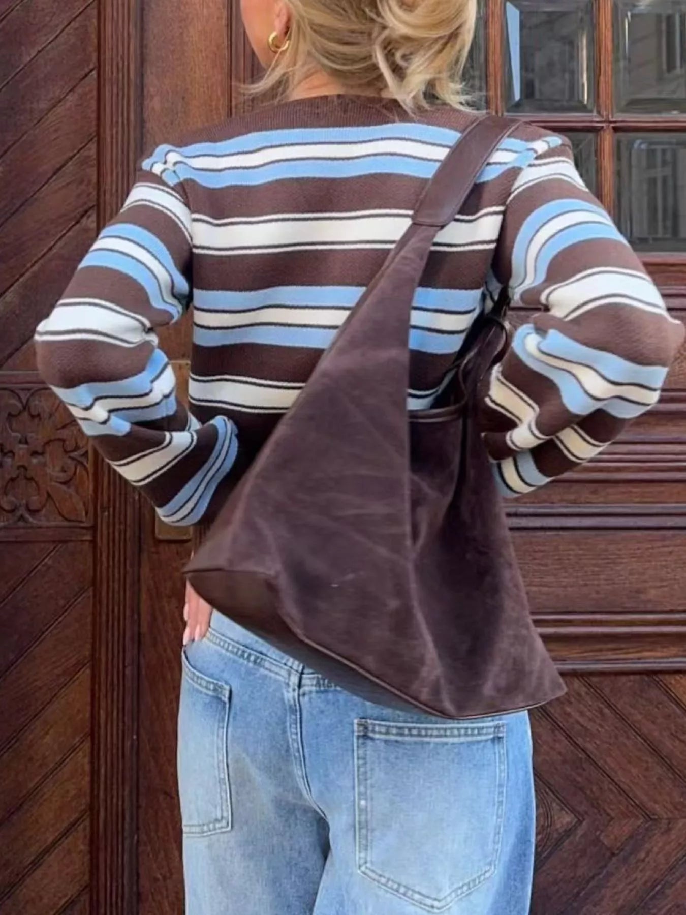 Striped Knit Cropped Cardigan