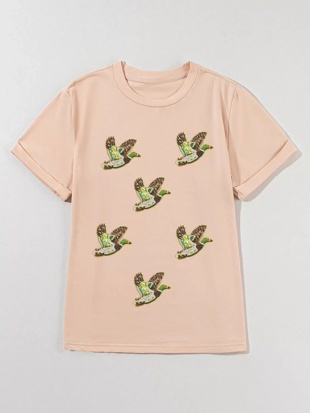 Flying Mallard Sequin Patched Short Sleeve Tee