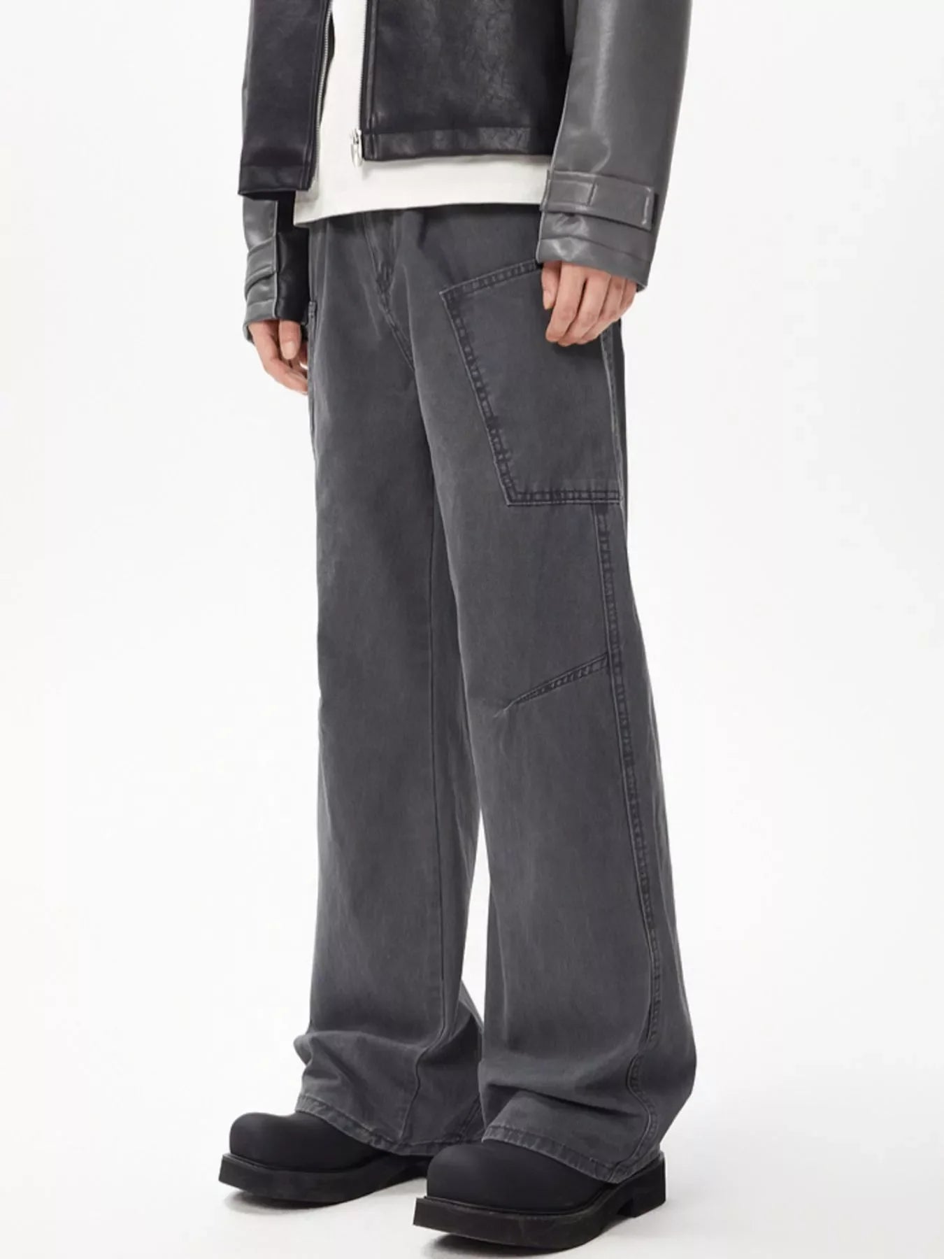 Men's Full Size Wide Leg Cargo Jeans Plus Size