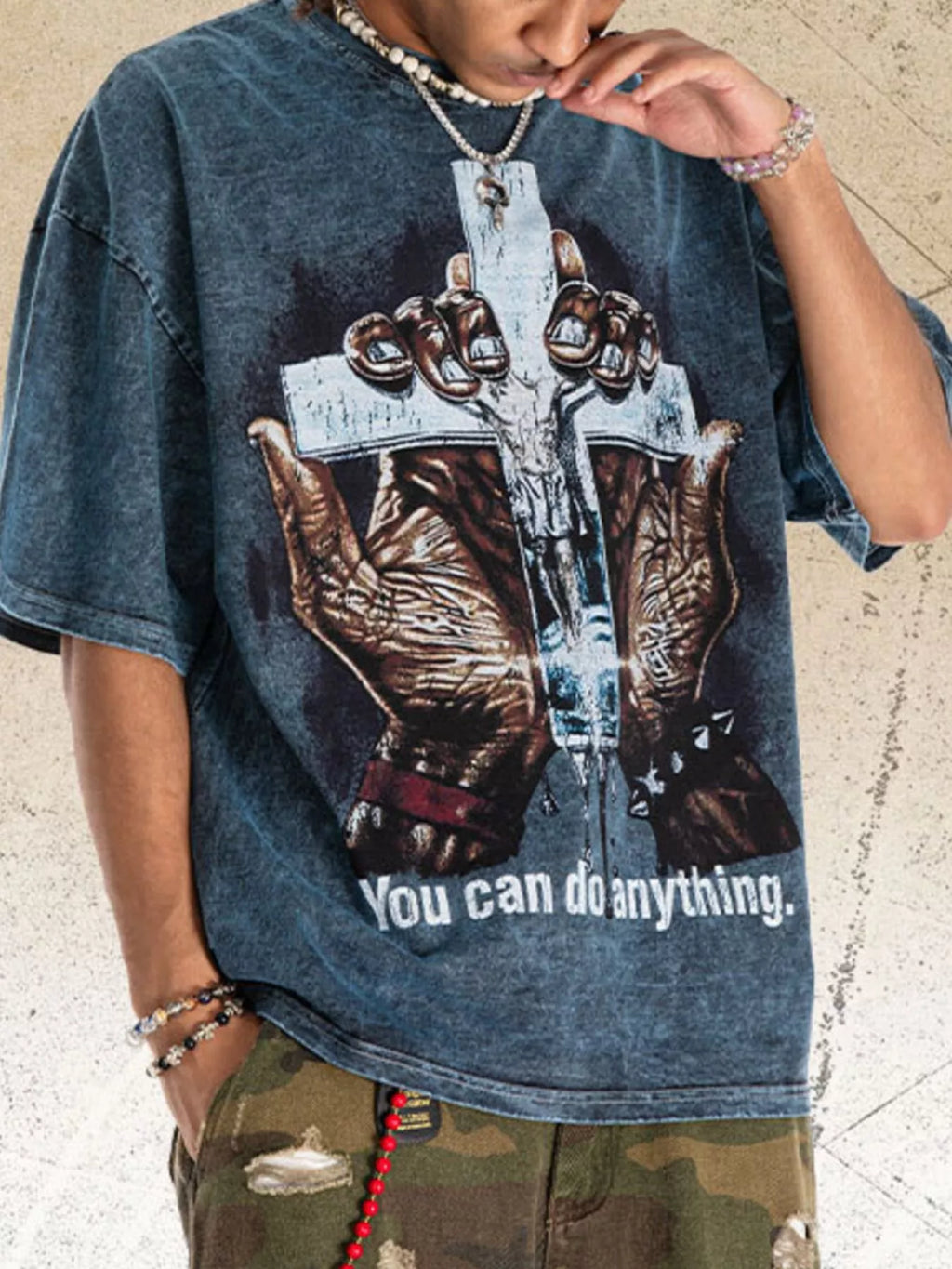 Men's Vintage Wash Cross Graphic T-Shirt