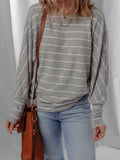 Stripe Dolman Sleeve Drop Shoulder Top