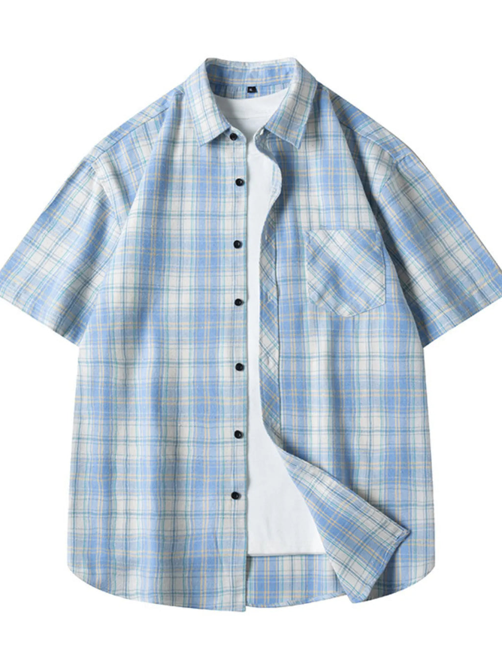 Men's Plus Size Casual Plaid Short Sleeve Shirt