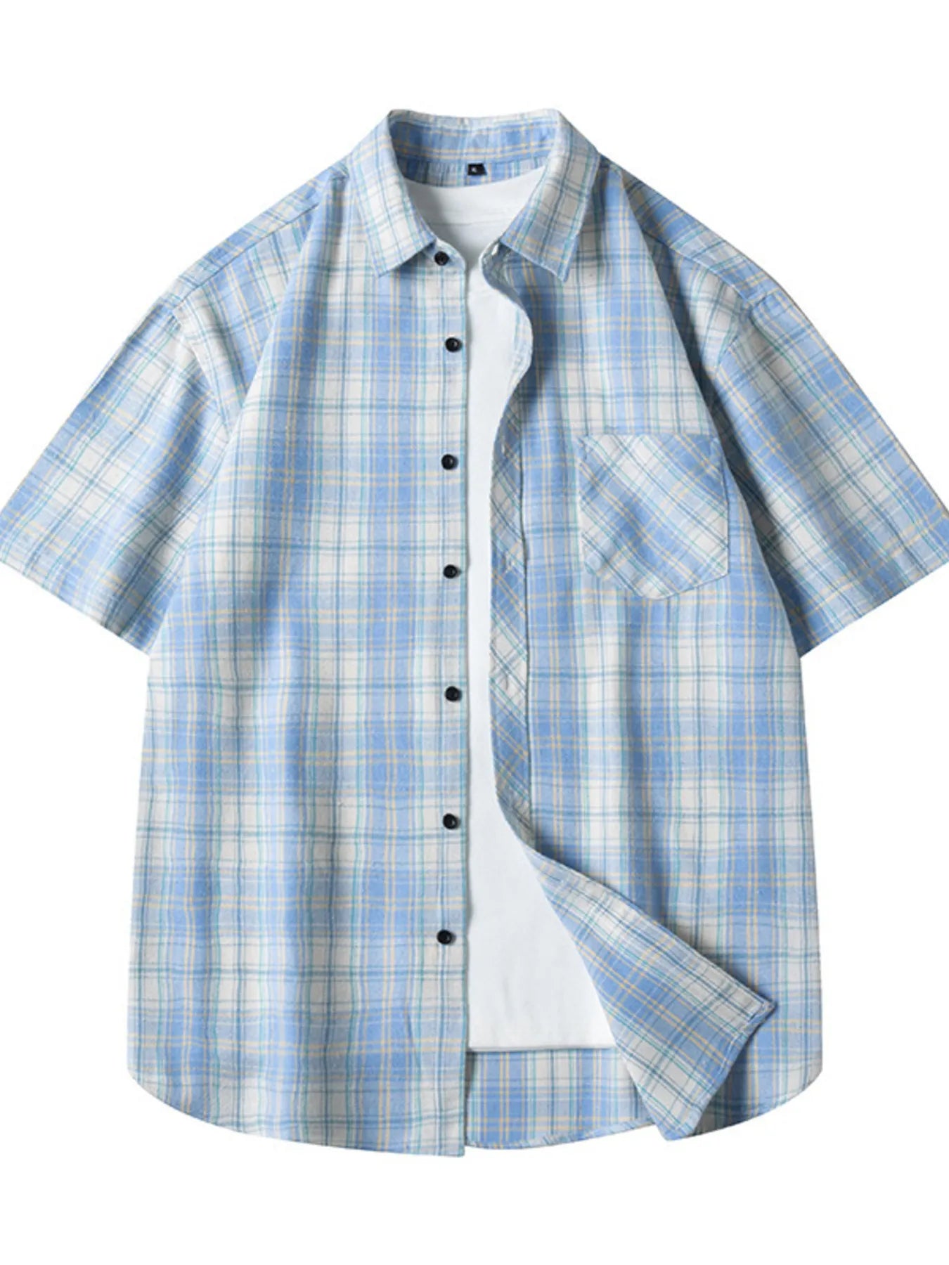 Men's Plus Size Casual Plaid Short Sleeve Shirt