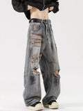 Men's Full Size Distressed Wide Leg Jeans Plus Size