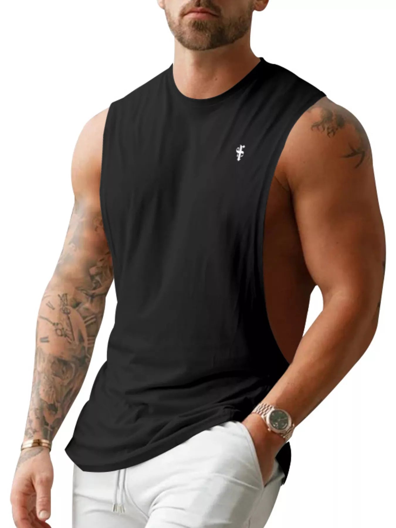 Men's Full Size Round Neck Tank Top Plus Size