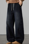 Men's Full Size Wide Leg Drawstring Jeans Plus Size