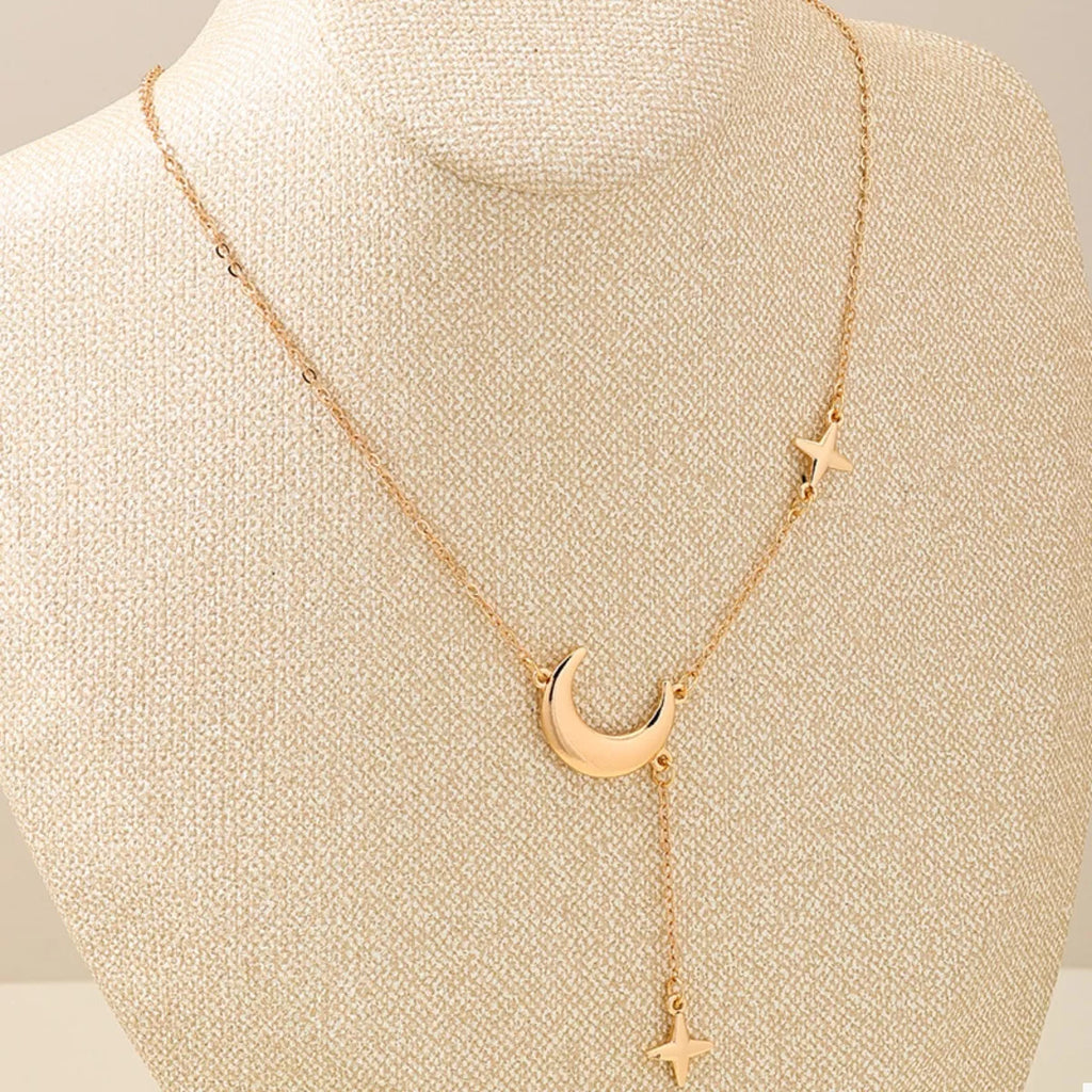 18K Gold-Plated Moon and Star Gold Chain Necklace
