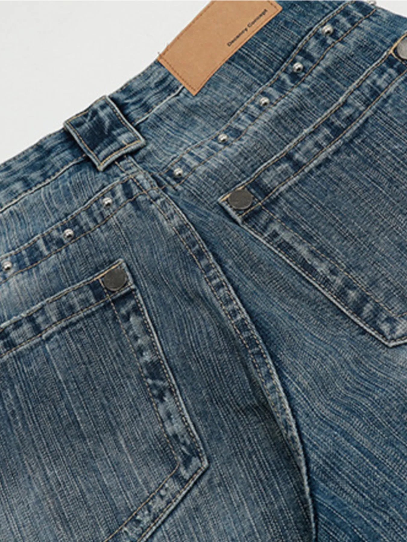 Men's Studded Washed Wide-Leg Jeans