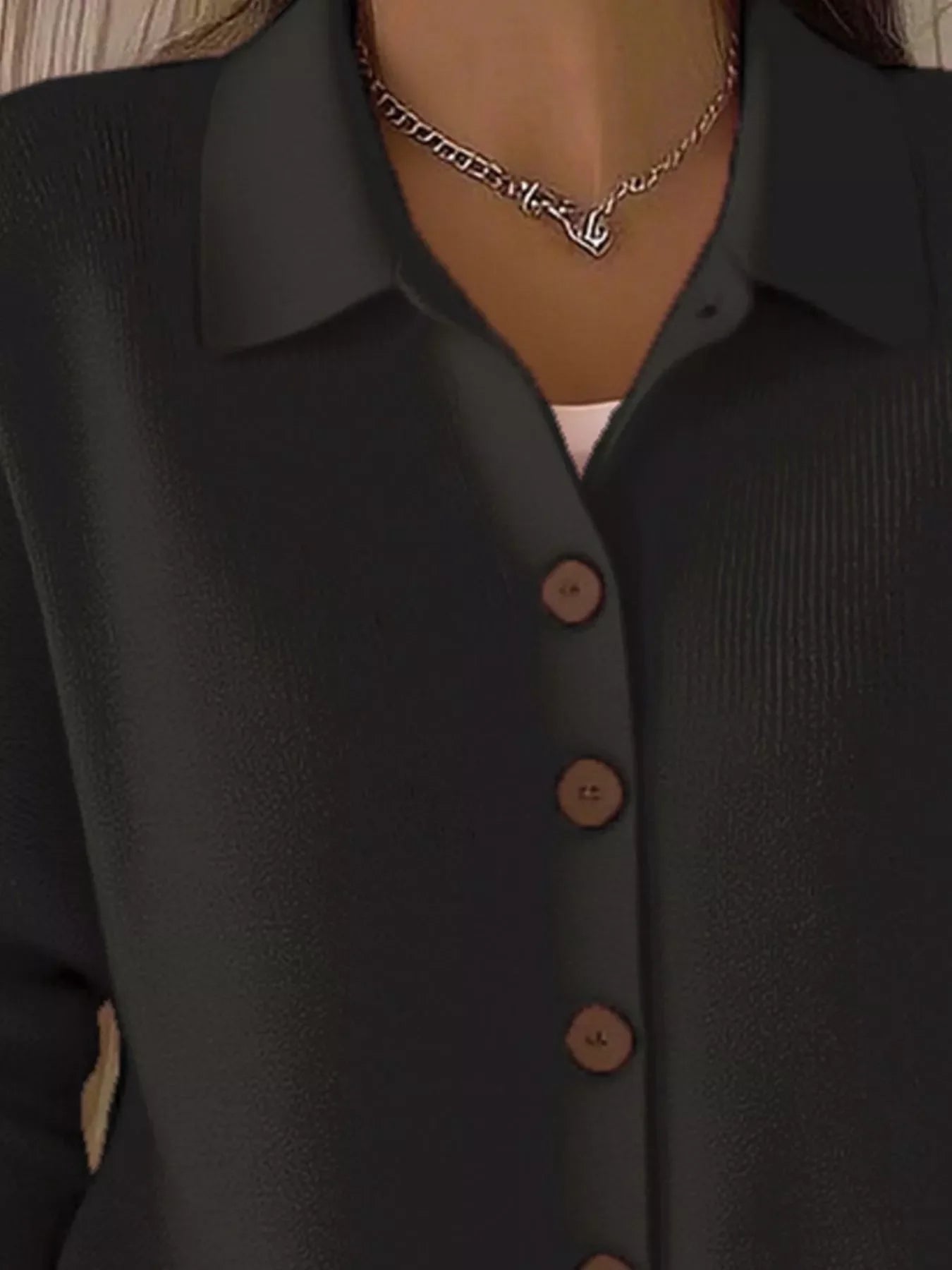 Full Size Button-Down Knit Cardigan Plus Size