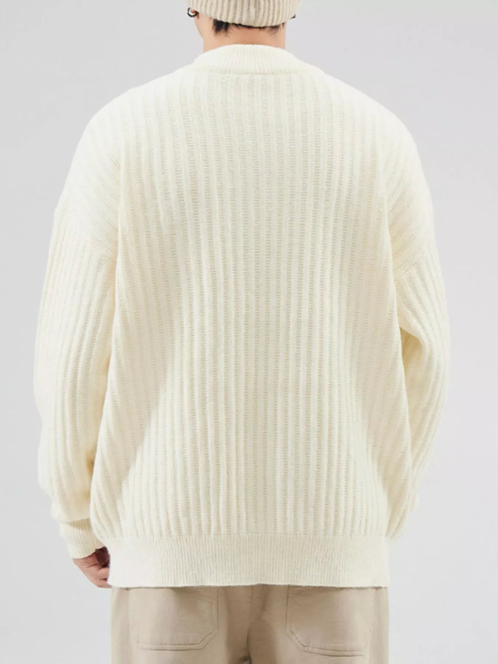 Men's Full Size Button Detail Long Sleeve Sweater Plus Size