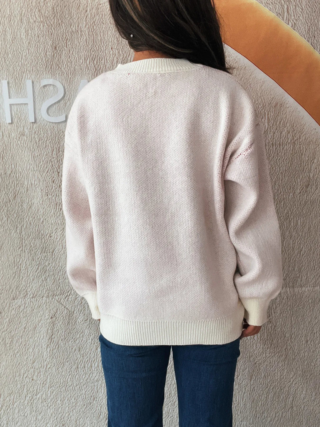 Bow Pattern Casual Long Sleeve Sweater