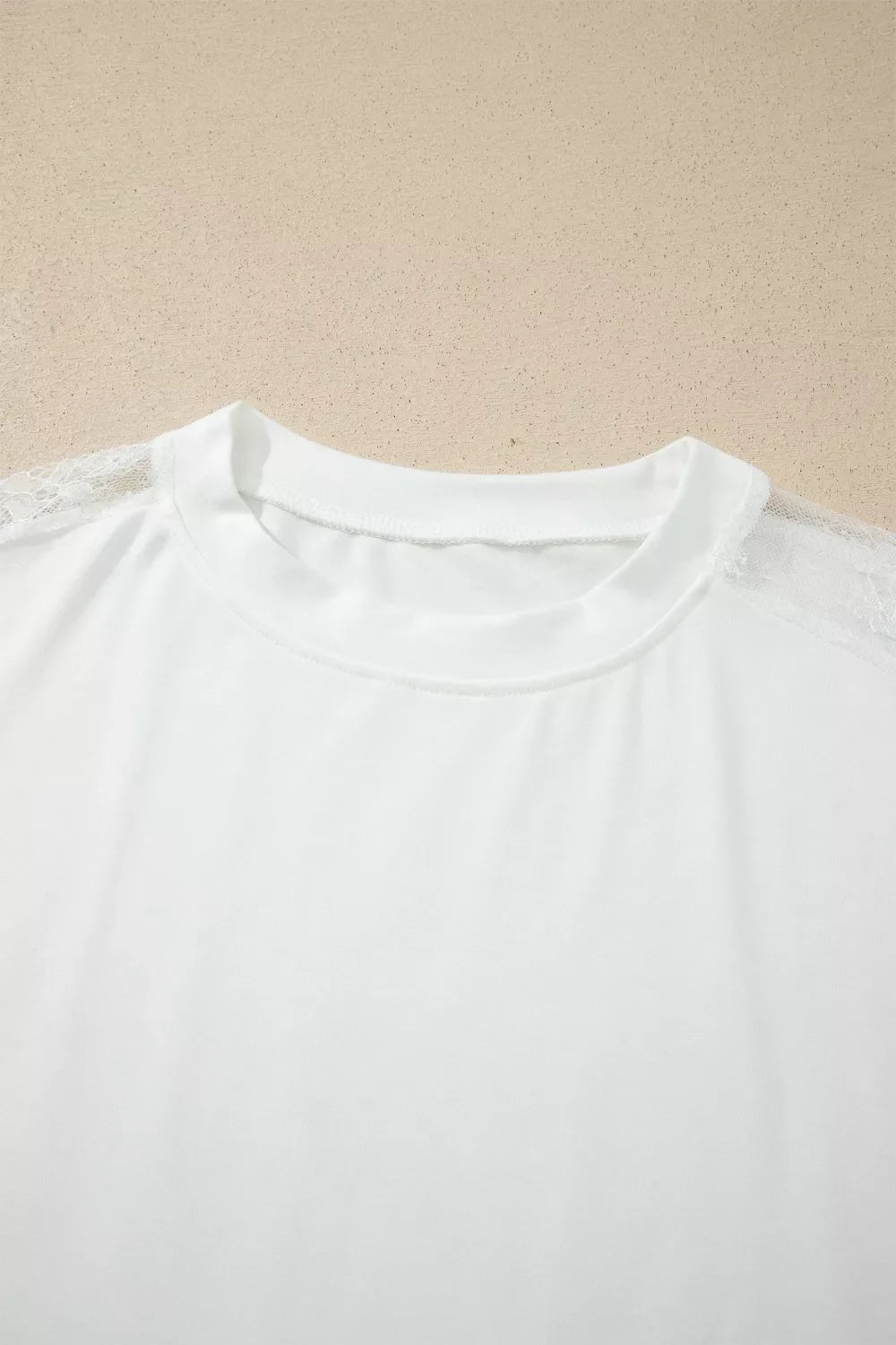 Lace Patchwork Round Neck Long Sleeve Top