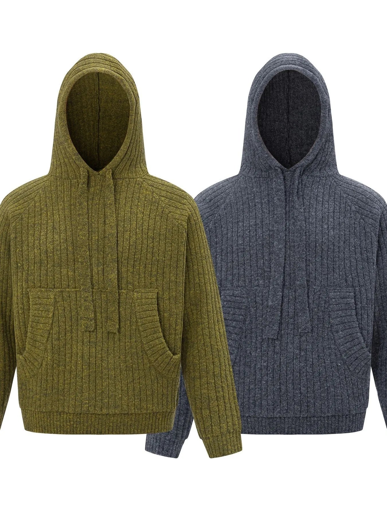 Men's Drawstring Ribbed Hooded Sweater