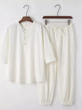 Men's Plus Size 3/4 Sleeve Top and Pants Set