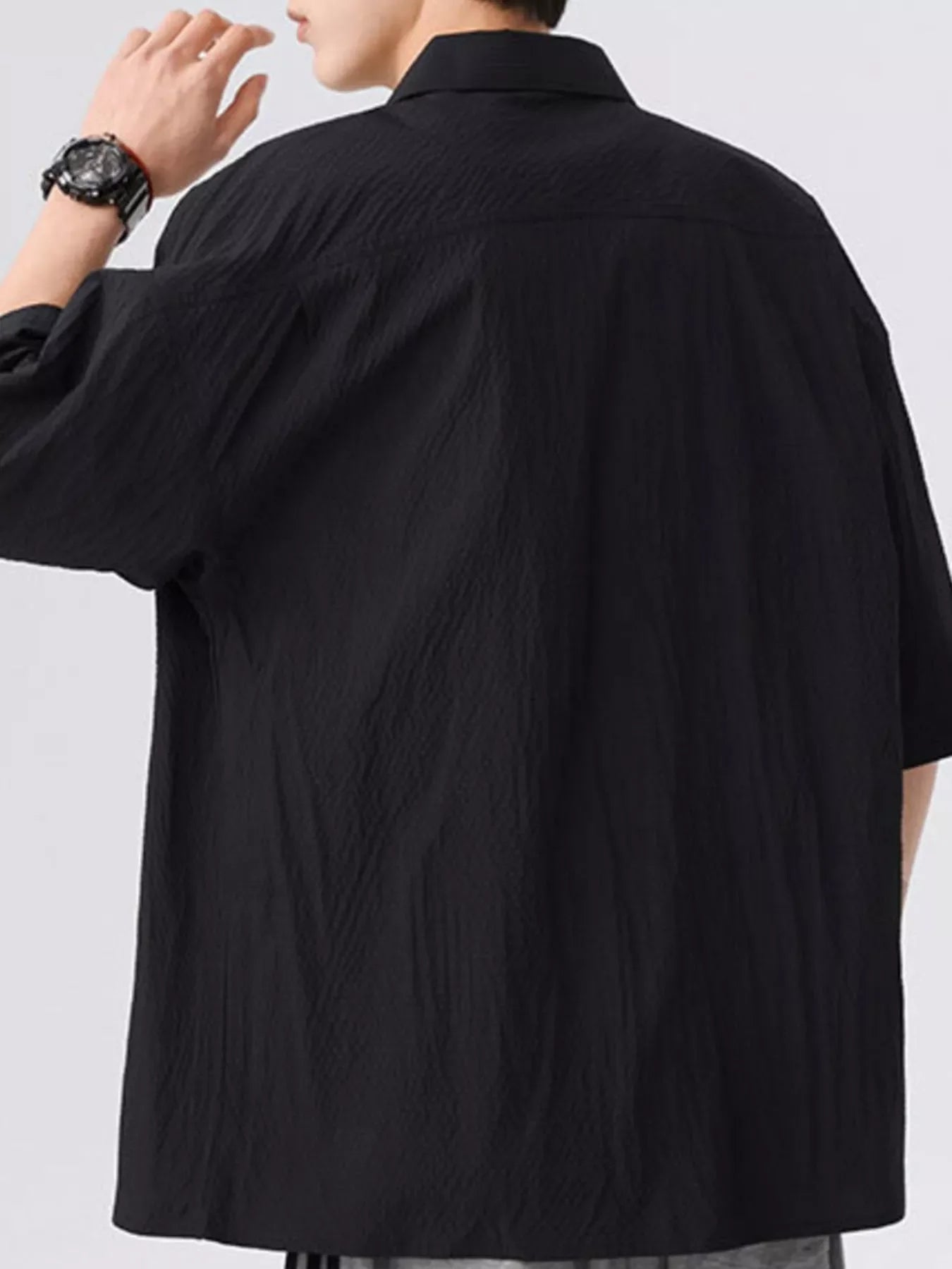 Men's Full Size Textured Short-Sleeve Shirt Plus Size