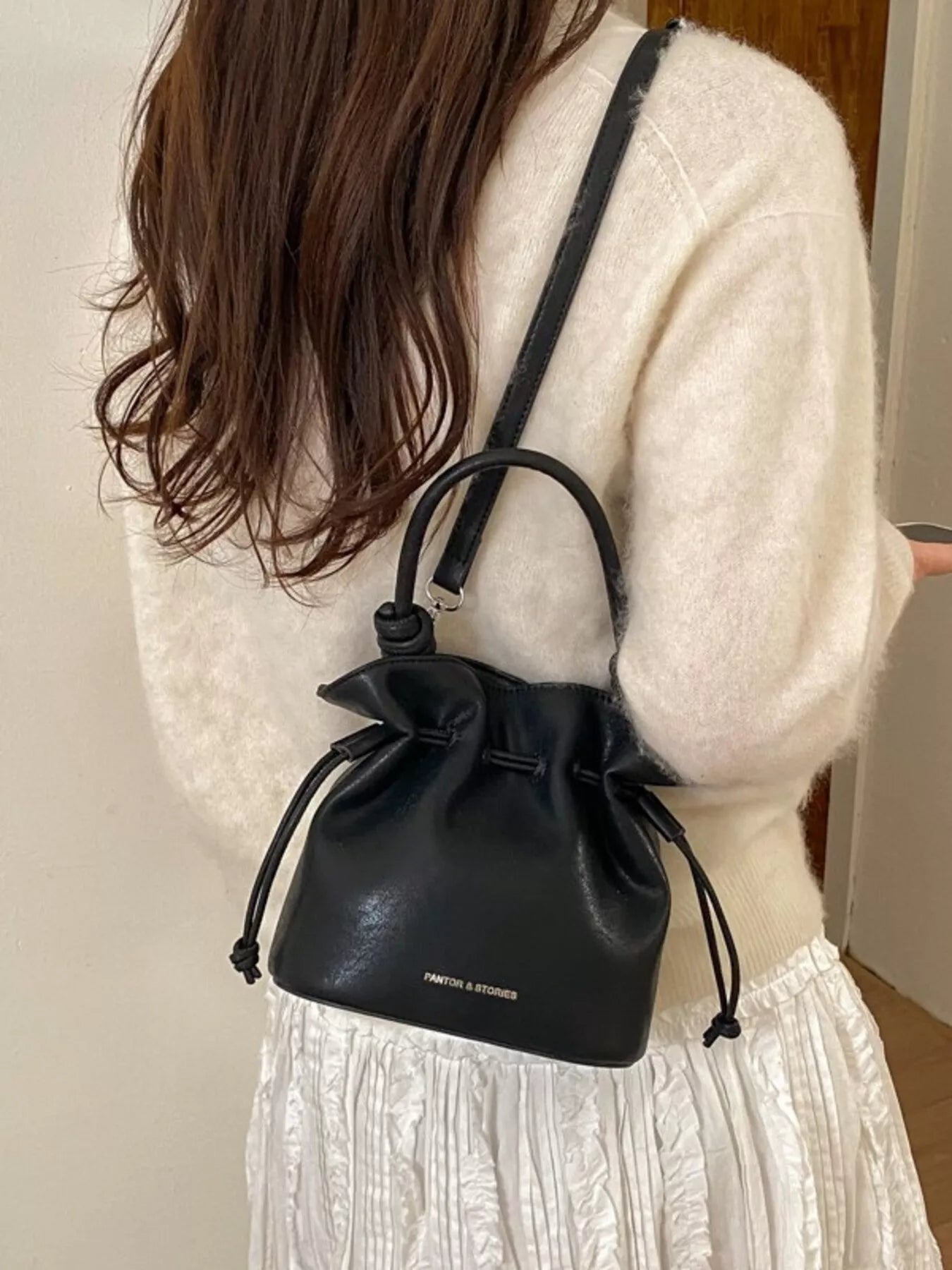 Drawstring Bucket Crossbody Bag