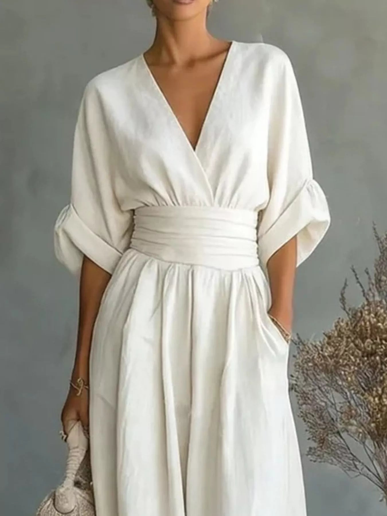 Full Size Half Sleeve Wide Leg Jumpsuit Plus Size
