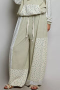 POL Patchwork Mixed Knit Wide Leg Pants