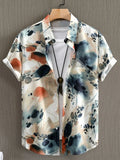 Men's Printed Button Up Short Sleeve Shirt