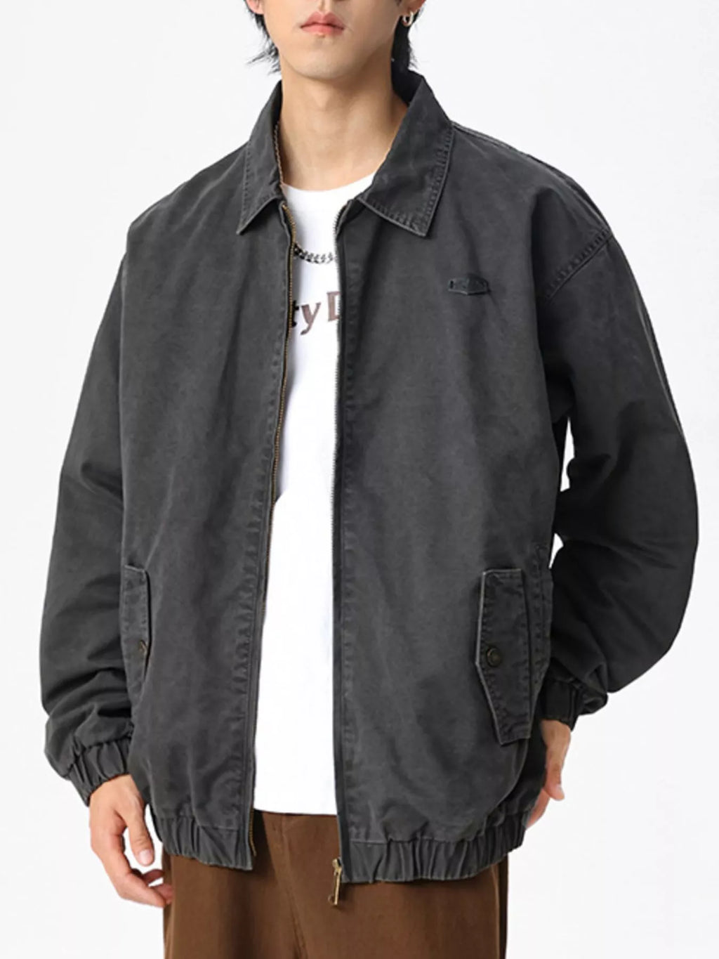 Men's Plus Size Zip Up Long Sleeve Jacket