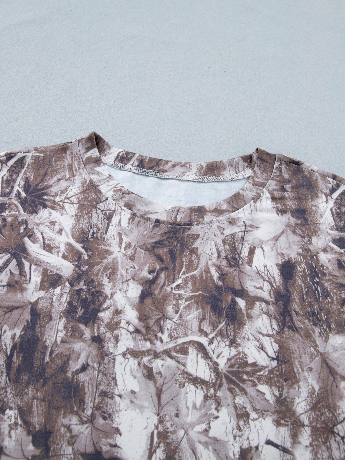 Camouflage Woodland Print Drop Shoulder Tunic Tee