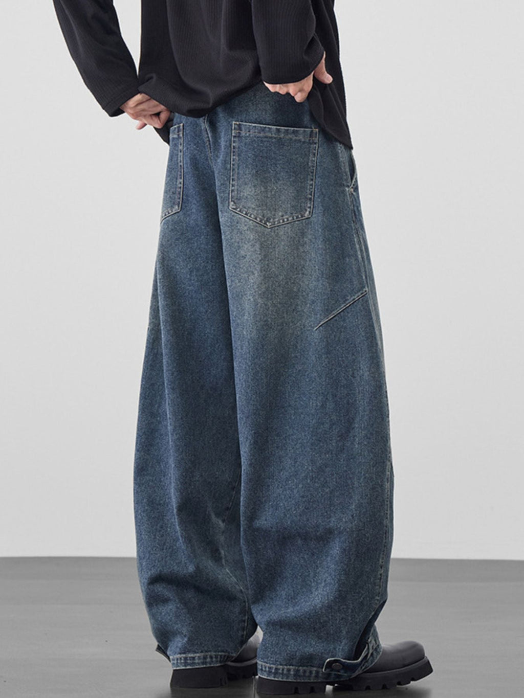 Men's Plus Size Wide Leg Vintage Wash Jeans