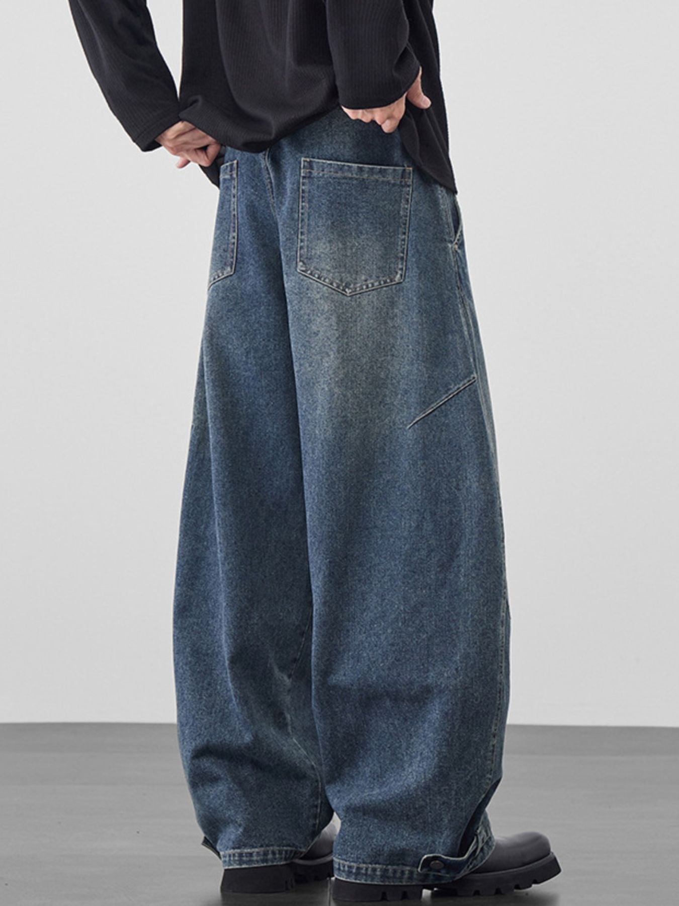 Men's Plus Size Wide Leg Vintage Wash Jeans