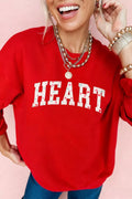 HEART Embroidered Patched Graphic Valentine Sweatshirt