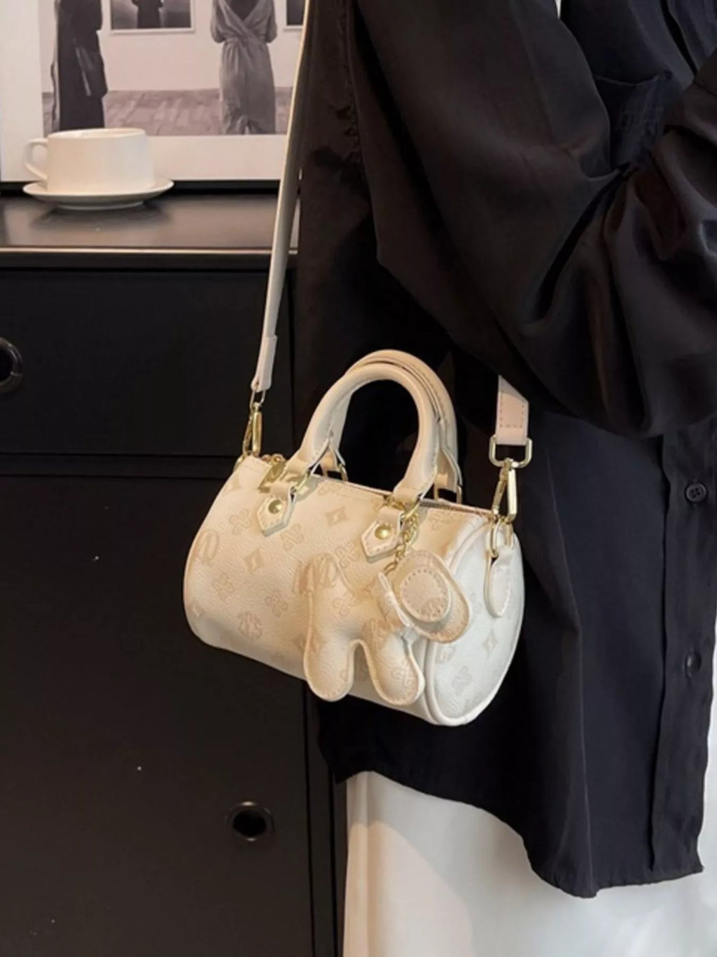 Barrel Crossbody Bag with Charm