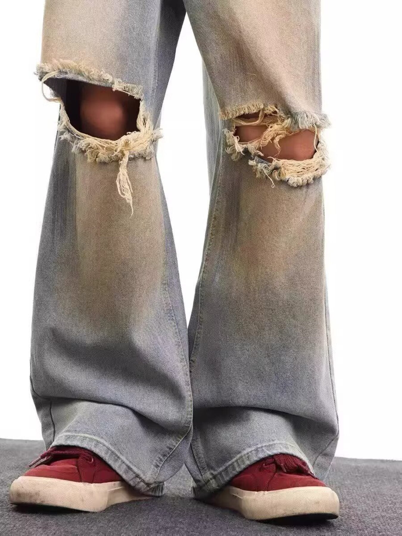 Men's Full Size Distressed Wide Leg Jeans Plus Size