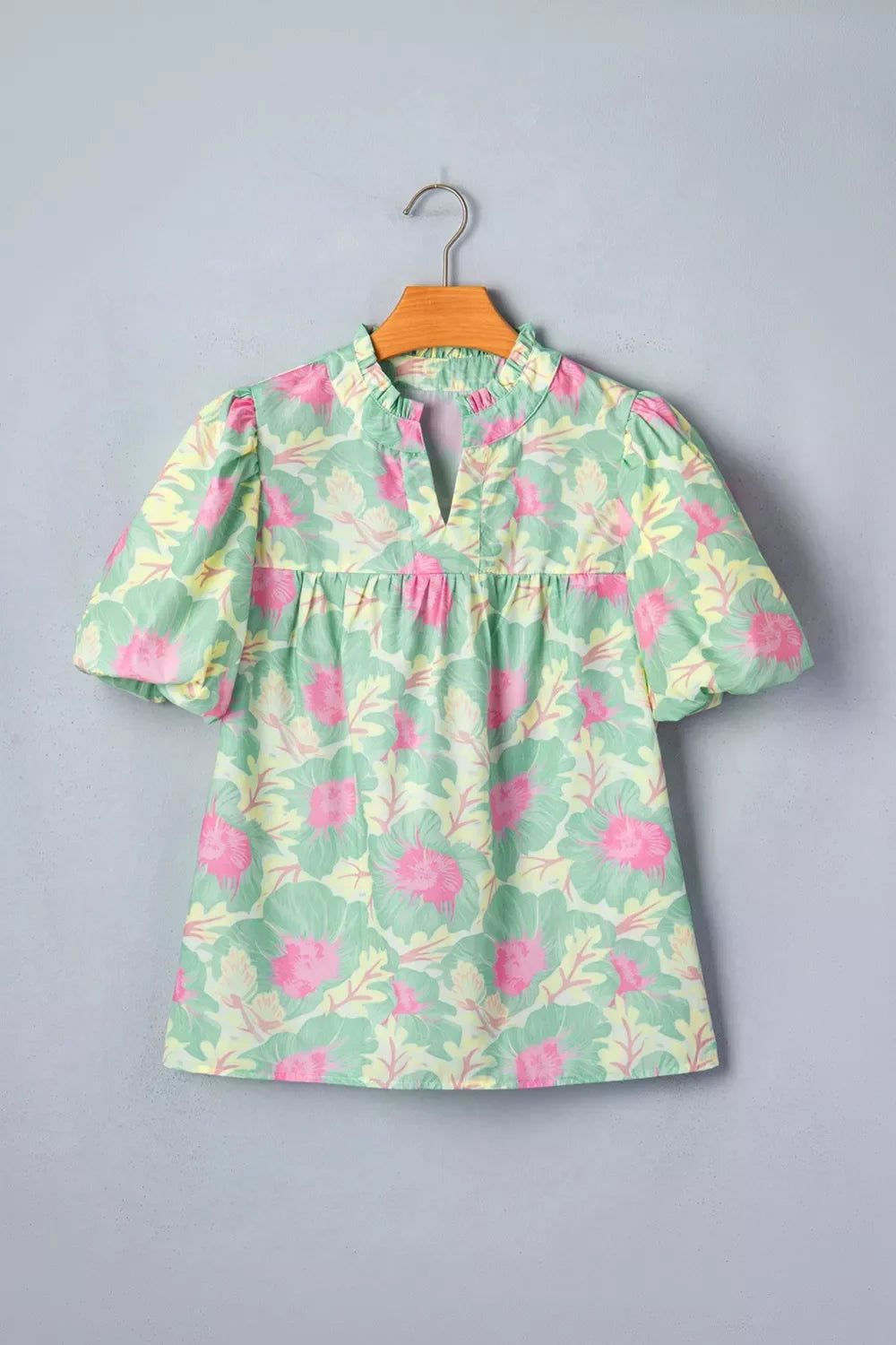 Floral Print Puff Sleeve Blouse