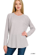 Zenana Baby Waffle Long Sleeve Top