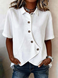 Full Size Casual Asymmetrical Button Shirt Plus Size