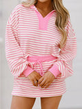 Striped Top and Skirt Set with Drawstring