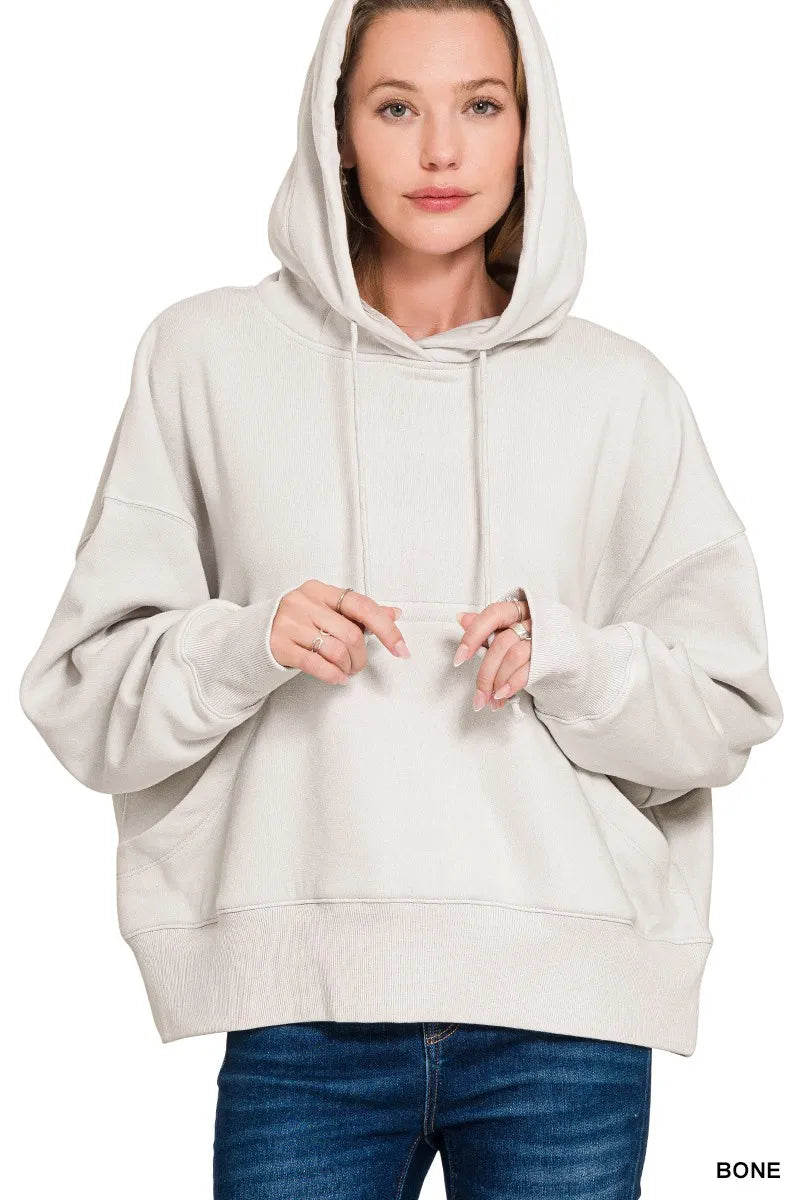 Zenana Oversized Fleece Kangaroo Pocket Hoodie