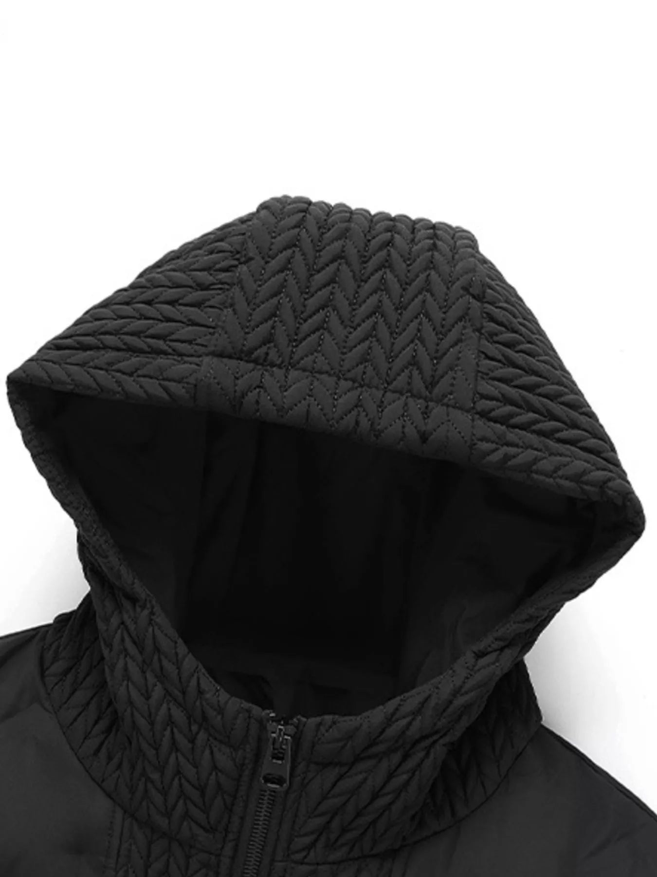 Men's Plus Size Texture Hooded Puffer Jacket