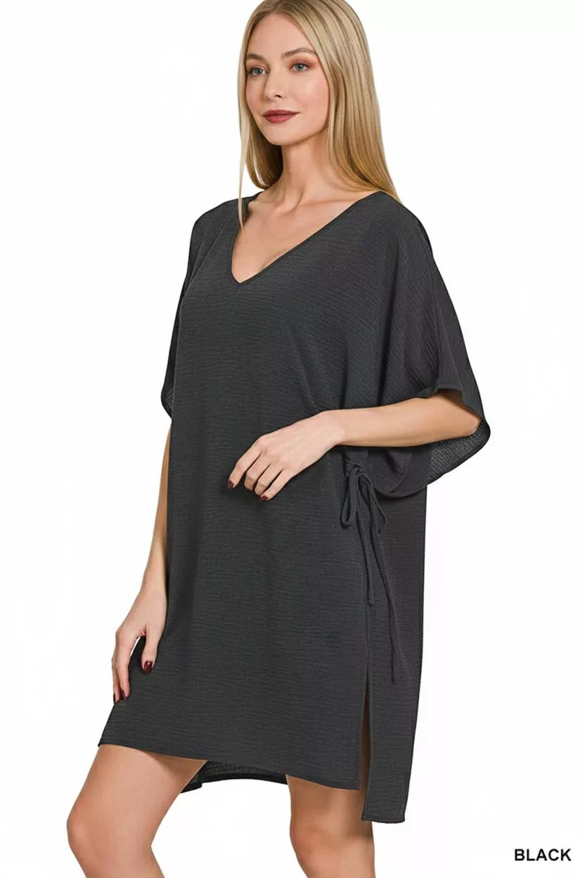 Zenana Woven Airflow Tie Side Cover Up