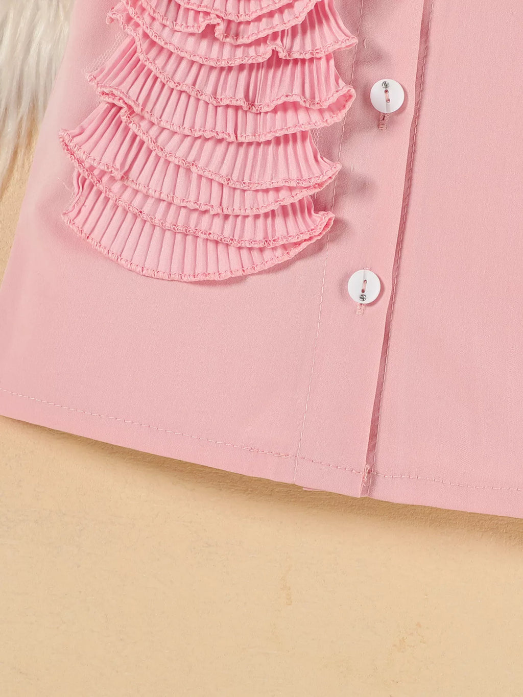 Children's Flower Decor Shirt & Pleated Skirt Set