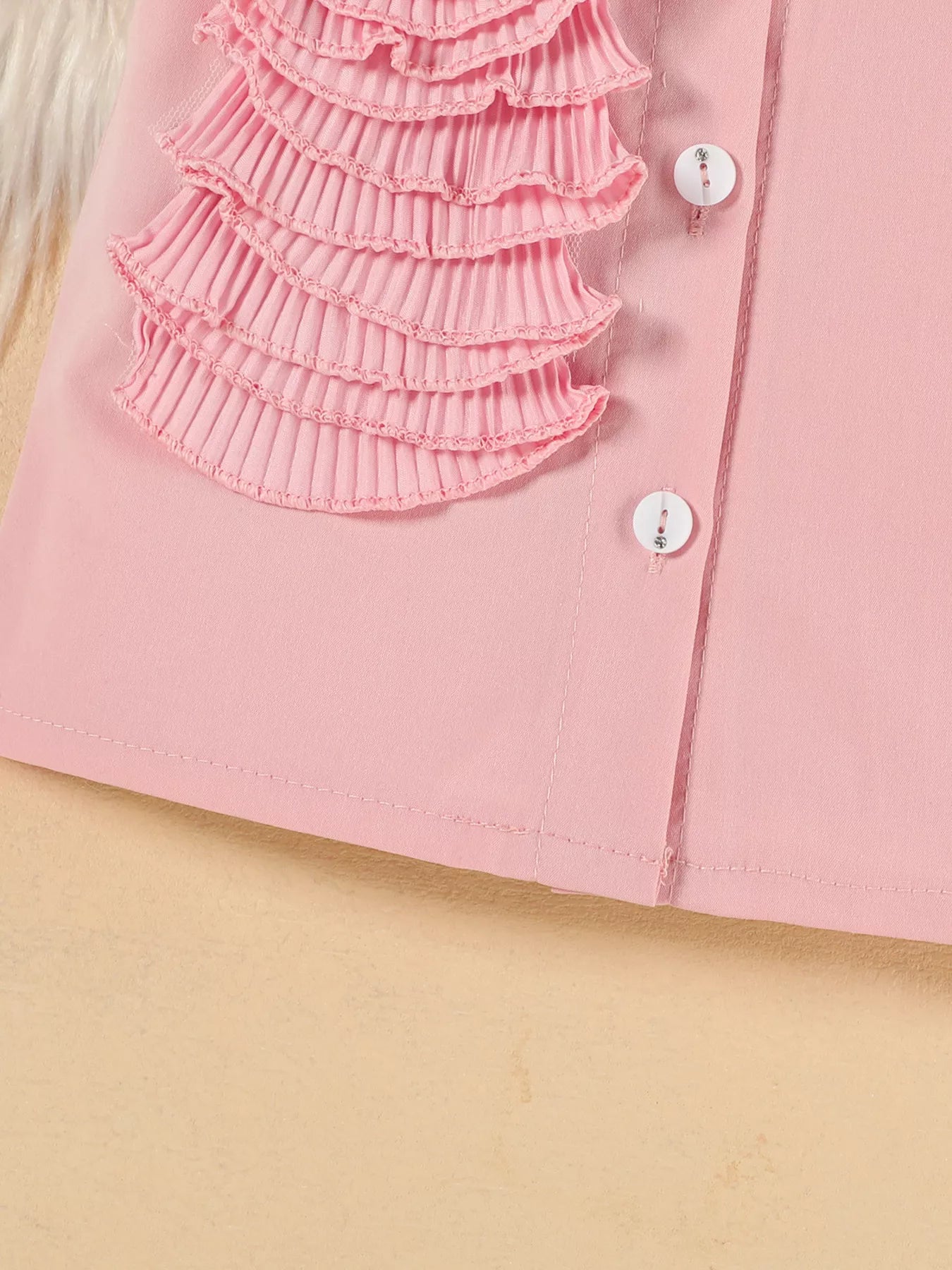 Children's Flower Decor Shirt & Pleated Skirt Set