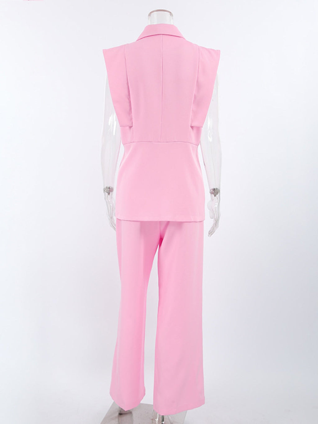 Sleeveless Blazer & Wide Leg Pants Set