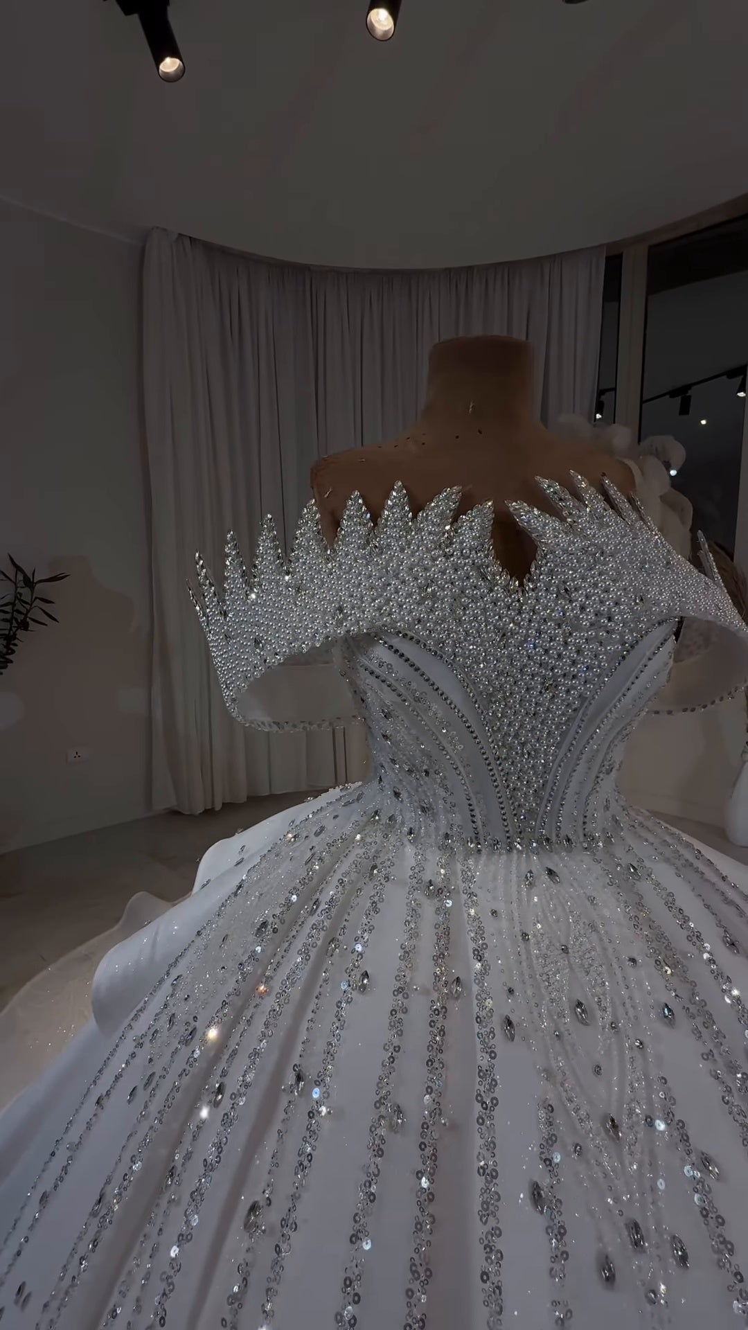 Diamond Luxe Crystal Off-Shoulder Royal Princess Ball Gown GD104