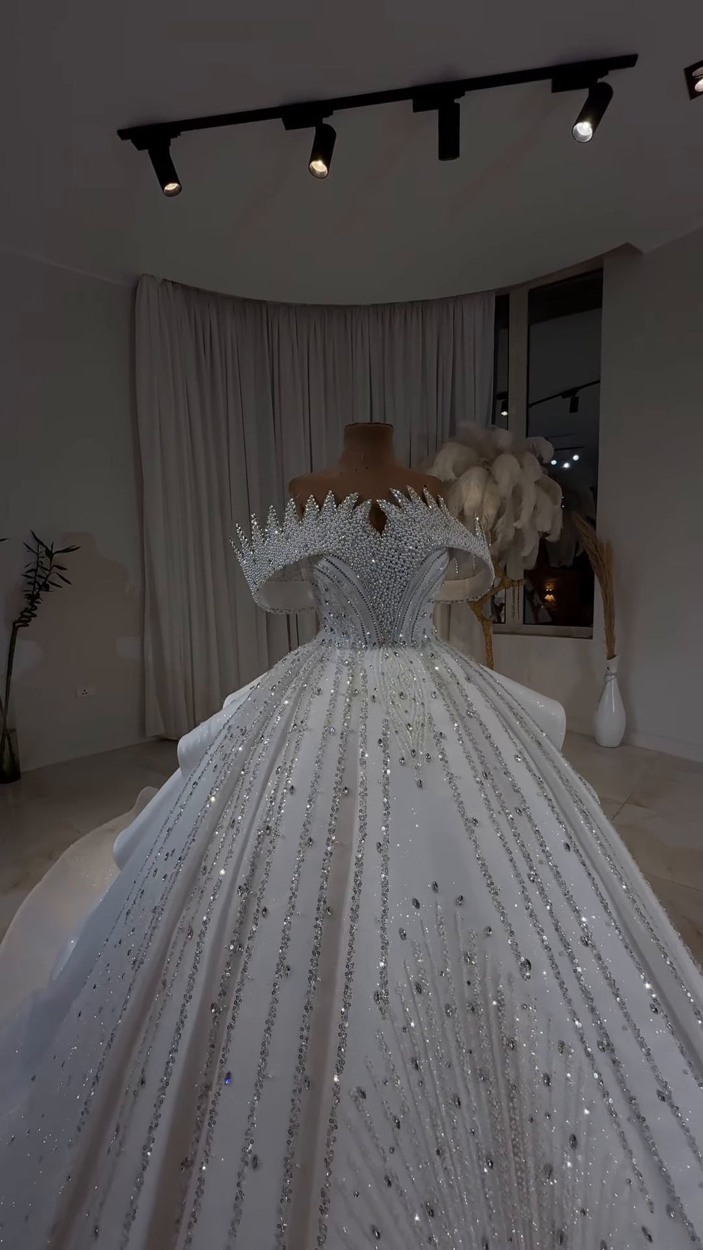 Diamond Luxe Crystal Off-Shoulder Royal Princess Ball Gown GD104